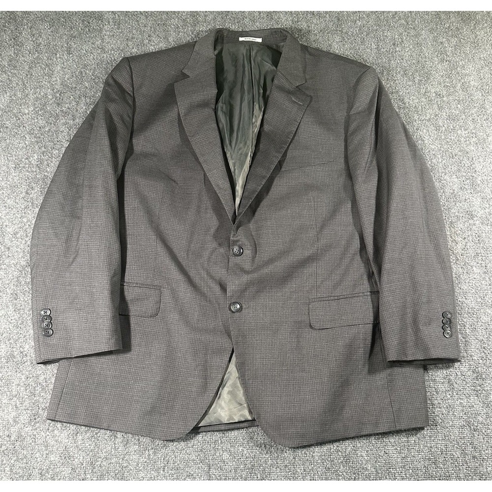 Peter Millar Mens 48R Grey Plaid Blazer 100% Wool 2 Button Lined Union Made EUC